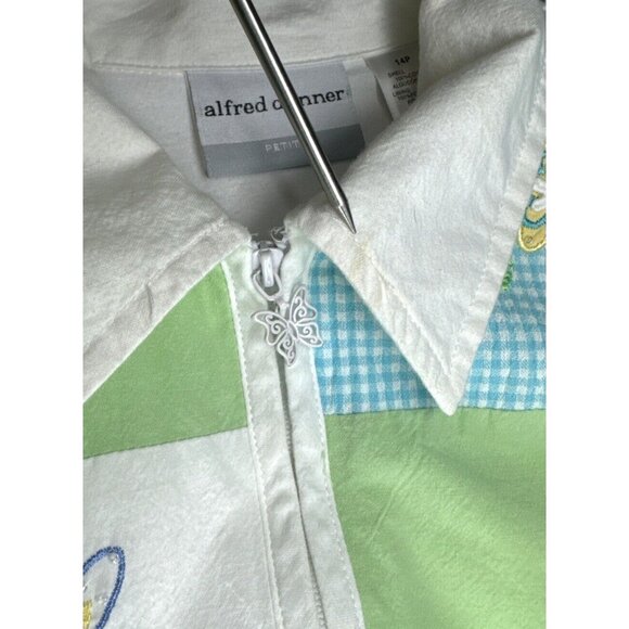 Alfred Dunner Jacket Womens 14 Petite Zip Lined‎ Embellished Patchwork Pockets - Picture 6 of 10